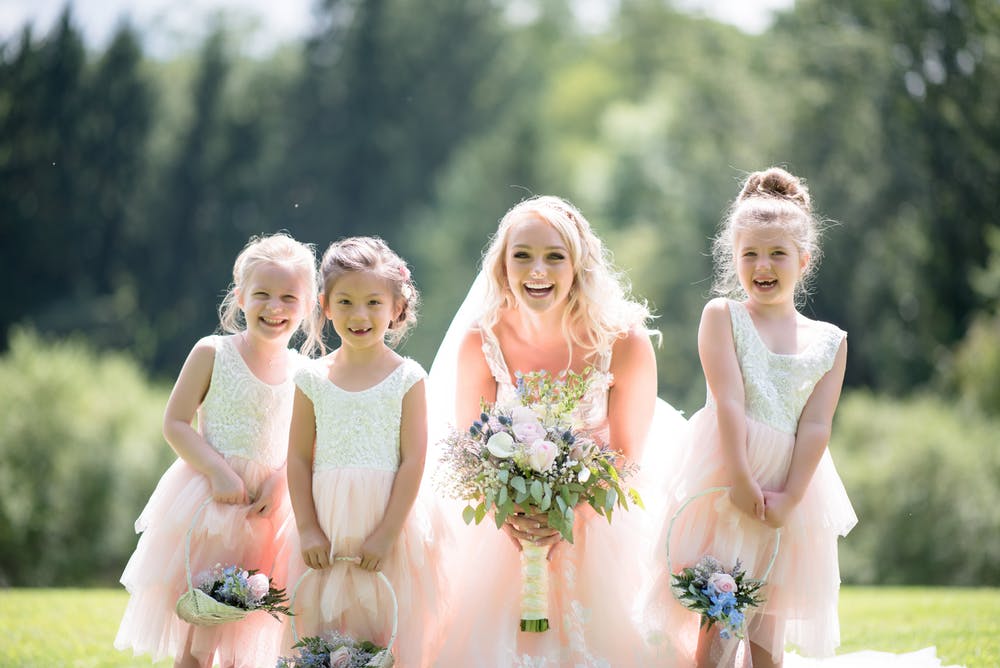 flower girls with the bride